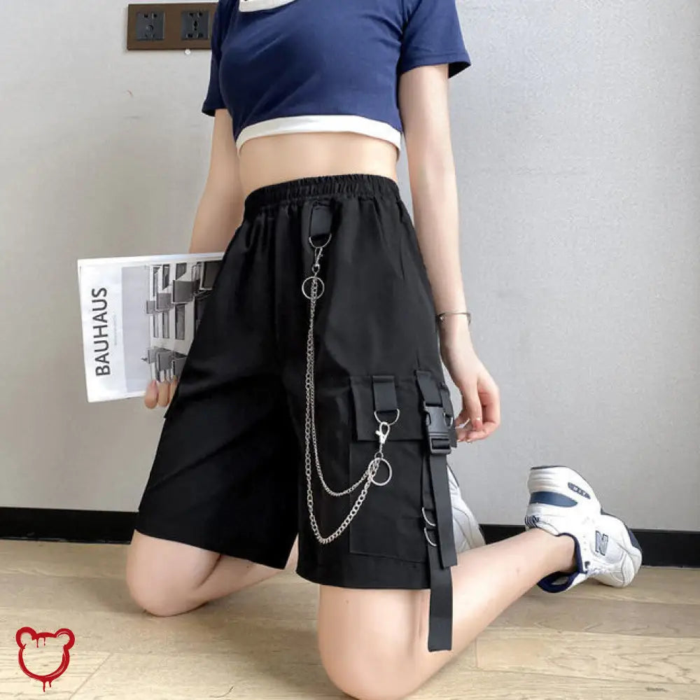 Black Grunge Cargo Harem Shorts Black / Xs Clothing