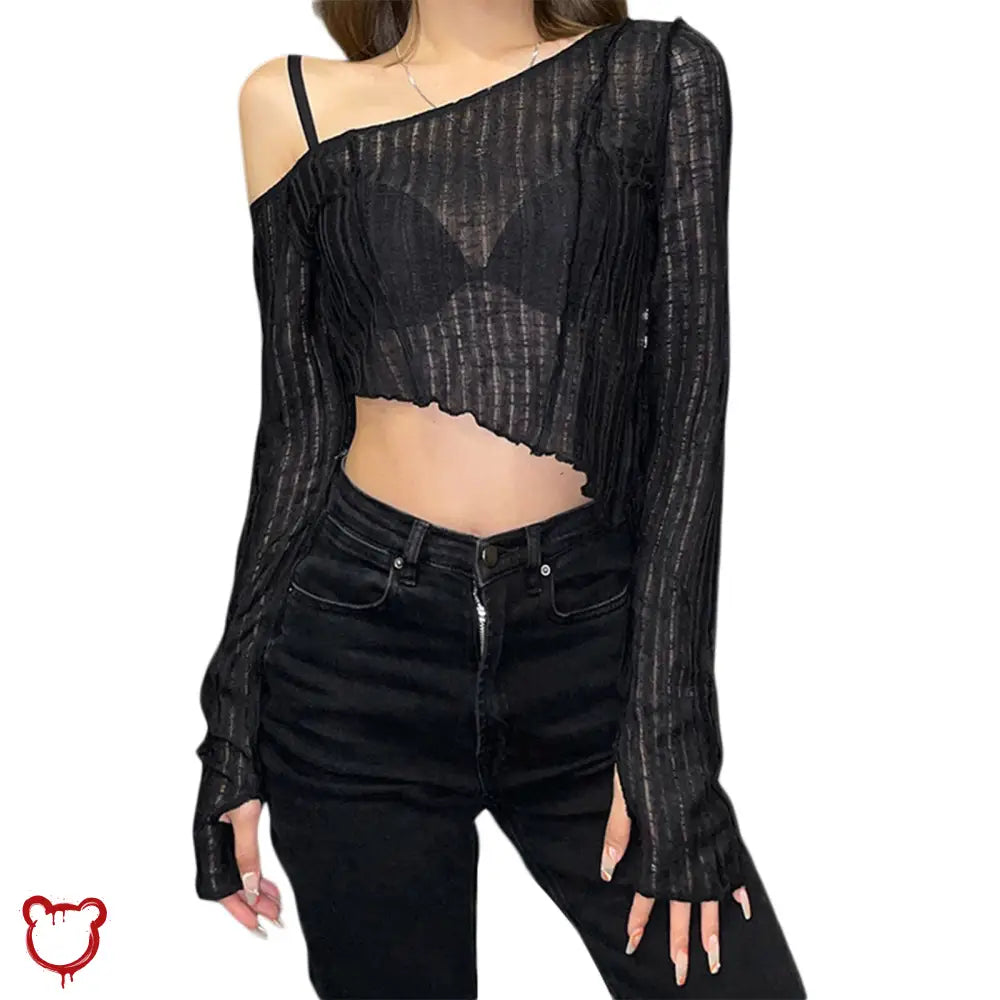 Black Grunge Crop Top / S Clothing