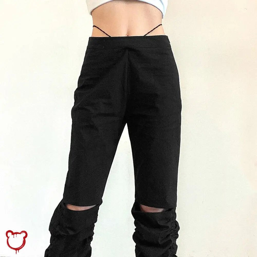 Black Grunge Cut Out Pants - The Cursed Closet