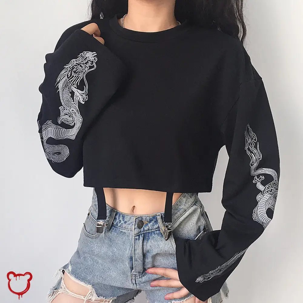 Black Grunge Dragon Sweatshirt - The Cursed Closet