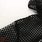 Black Grunge Fishnet Hooded Crop Top Clothing