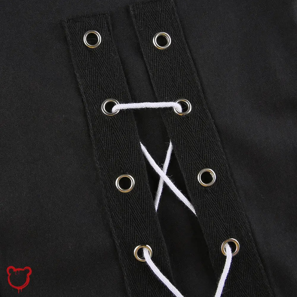 Black Grunge Lace Up Pants Clothing