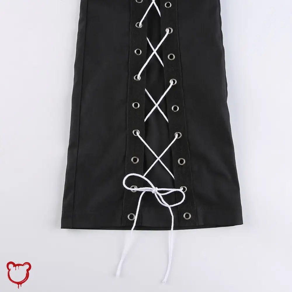 Black Grunge Lace Up Pants - The Cursed Closet