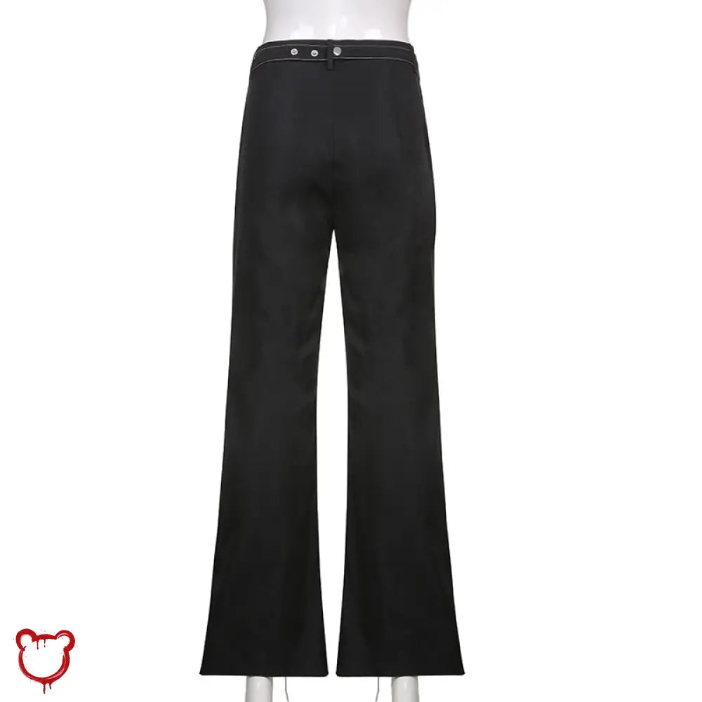 Black Grunge Lace Up Pants Clothing