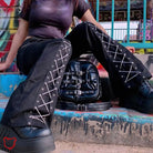 Black Grunge Lace Up Pants Black / L Clothing