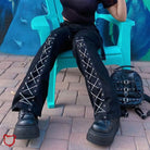 Black Grunge Lace Up Pants Black / S Clothing