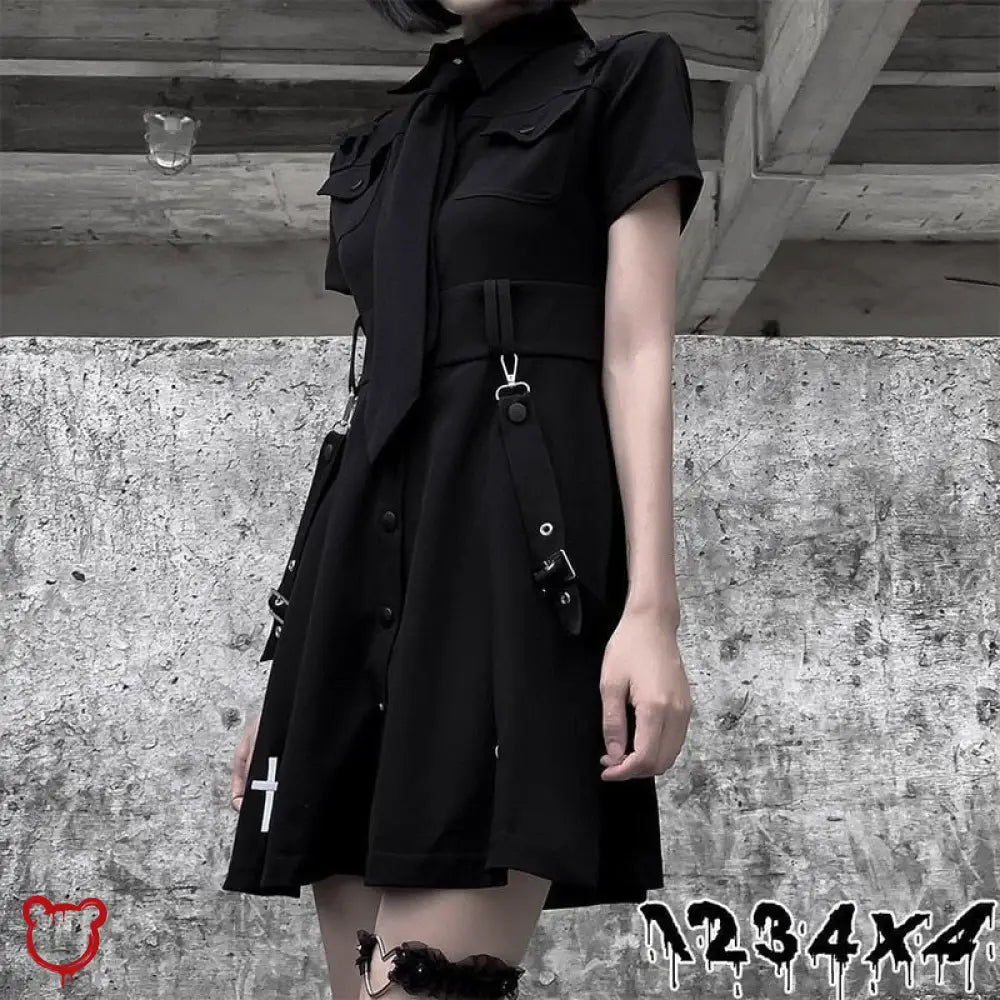 Black Grunge Long Dress Clothing