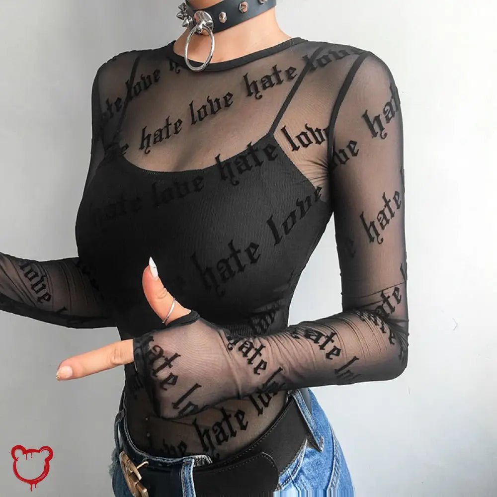 Black Grunge Mesh Top - The Cursed Closet