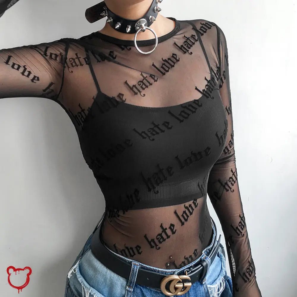 Black Grunge Mesh Top - The Cursed Closet