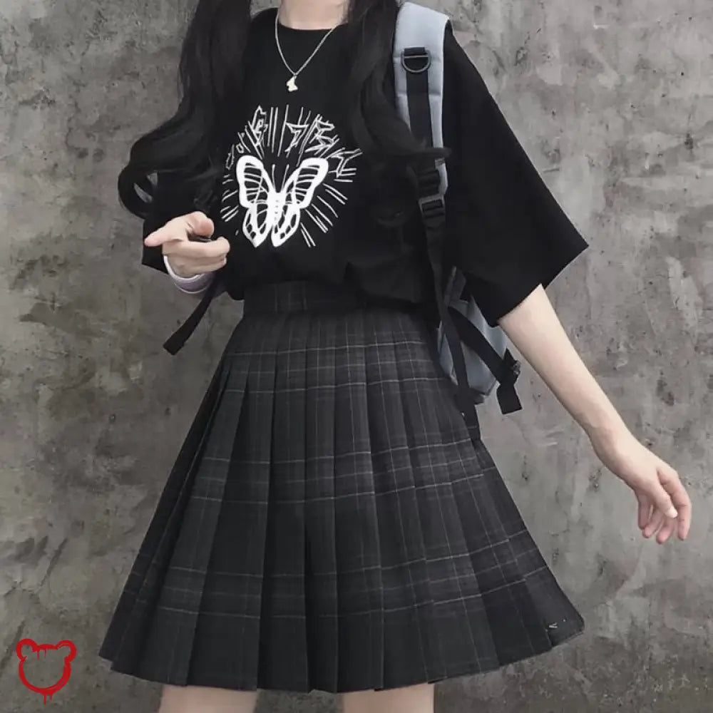 Black Grunge Plaid Skirt - No Regrets' - The Cursed Closet