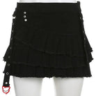 Black Grunge Pleated Mini Skirt / S Clothing