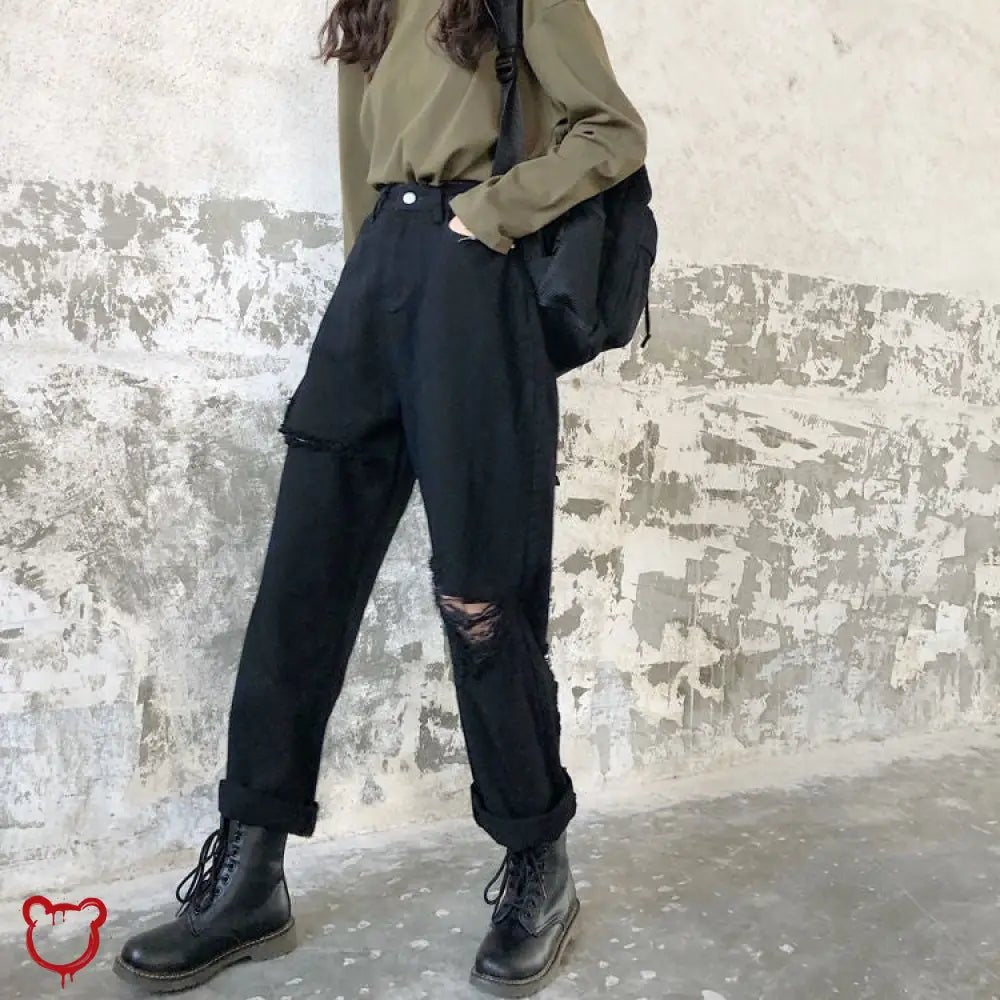 Black Grunge Ripped Jeans' - The Cursed Closet
