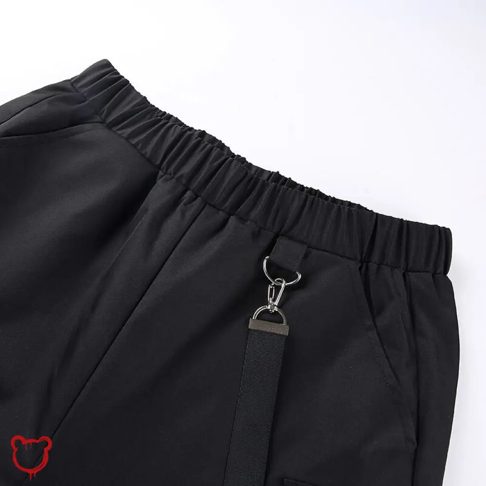Black Grunge Strap Pants Clothing