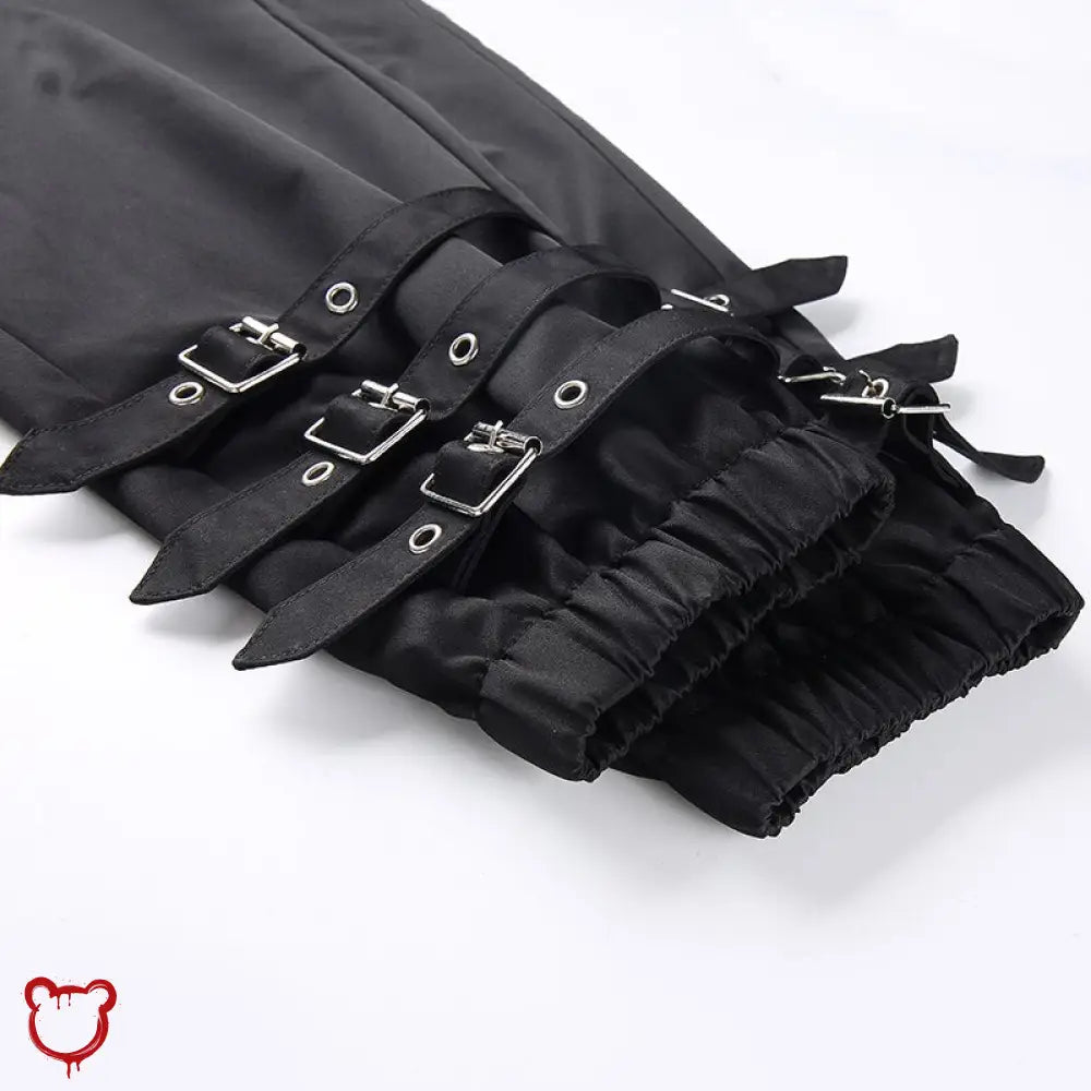 Black Grunge Strap Pants Black Pants / L Clothing