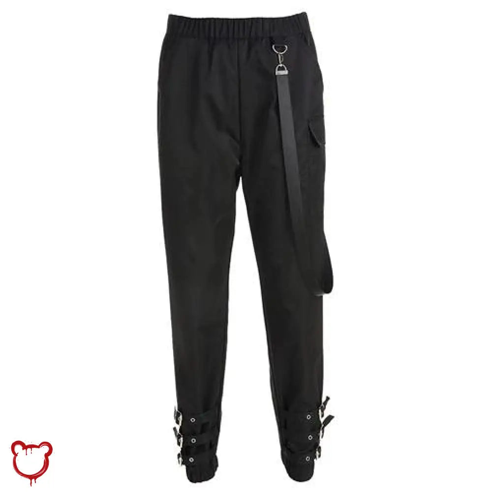 Black Grunge Strap Pants Black Pants / M Clothing