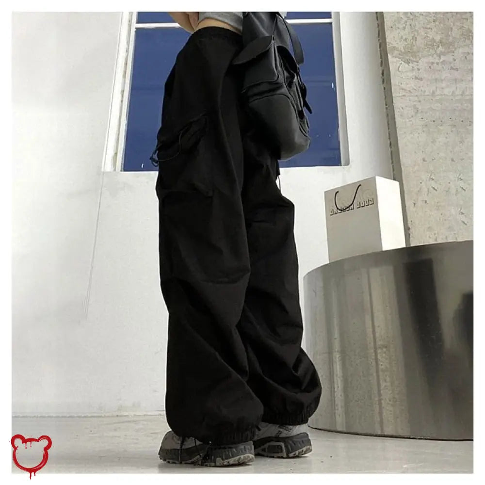 Black Grunge Wide Leg Pants Clothing