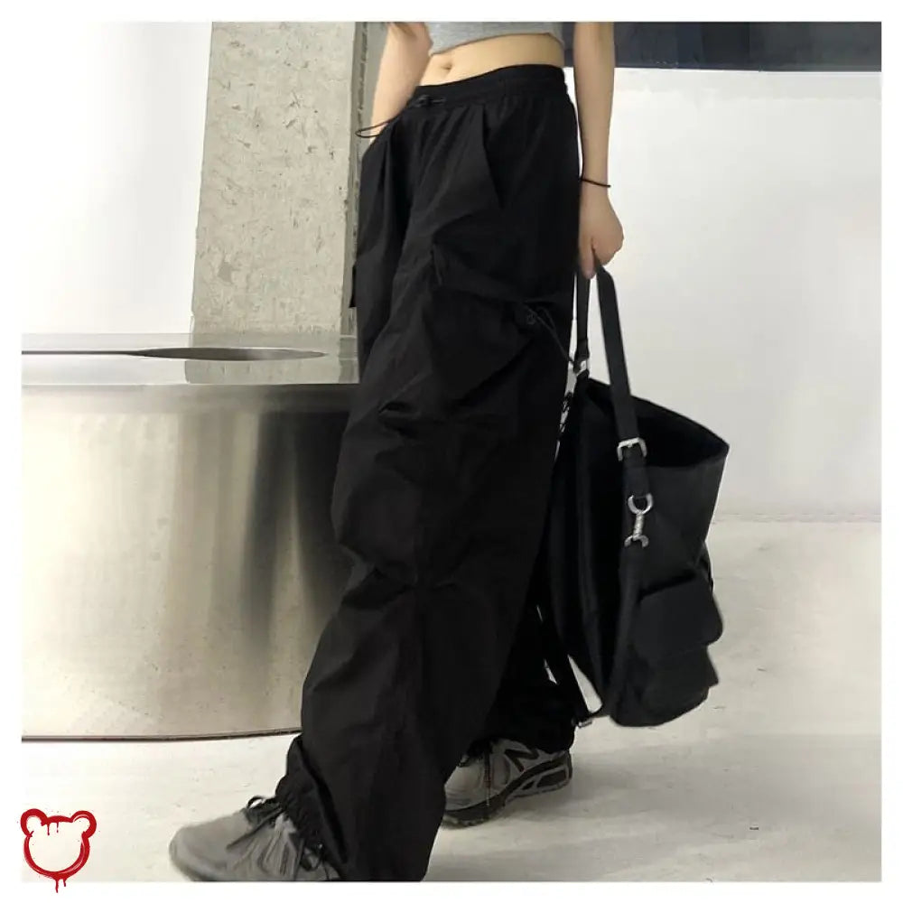 Black Grunge Wide Leg Pants Clothing