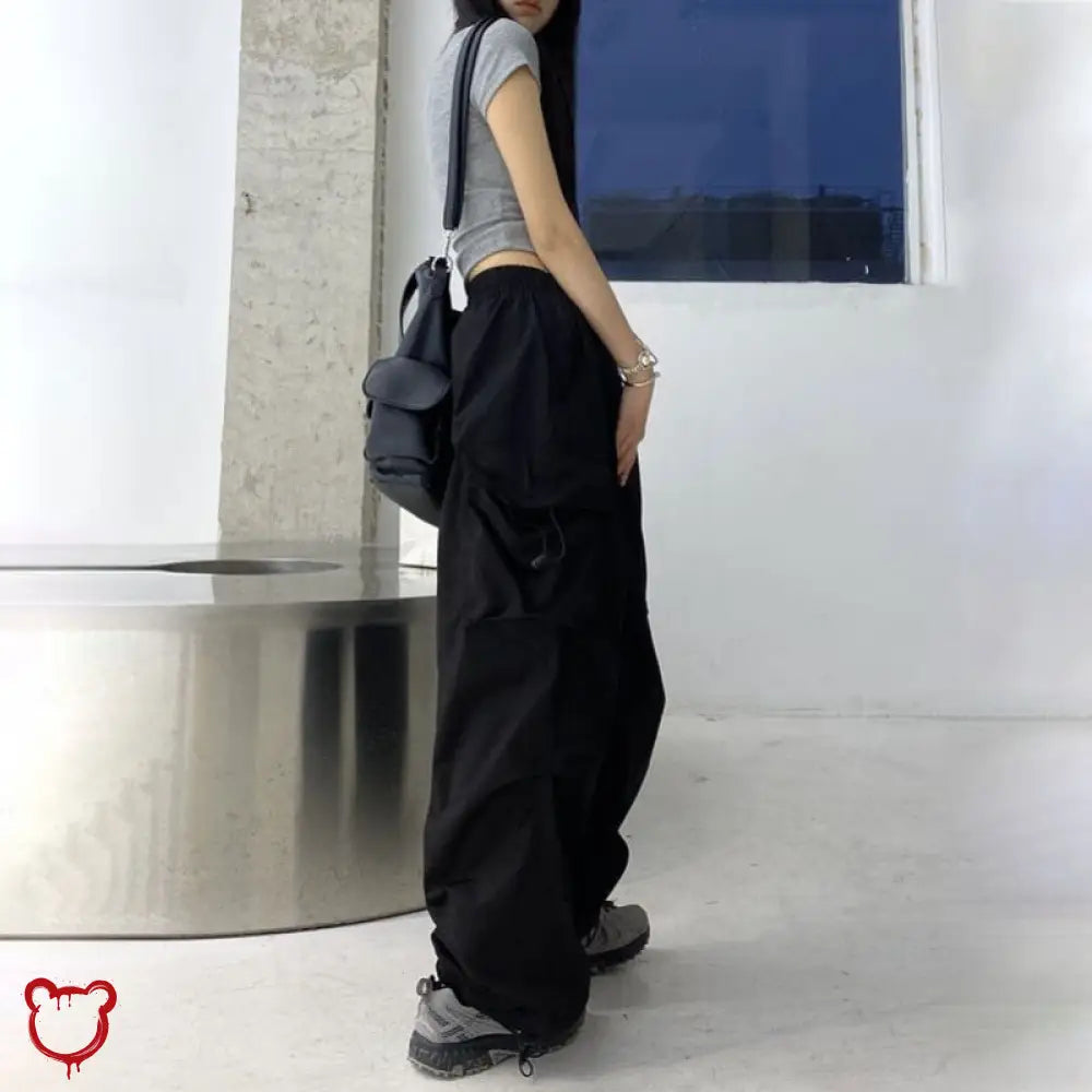 Black Grunge Wide Leg Pants Clothing