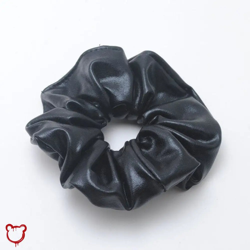 The Cursed Closet Black PU hair scrunchie at $11.99 USD