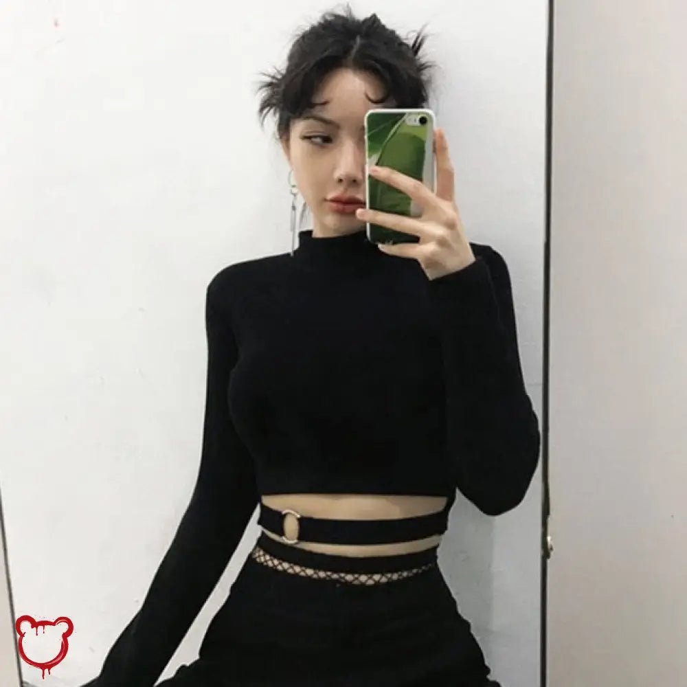 Black Hollow Crop Top Shotgun - The Cursed Closet