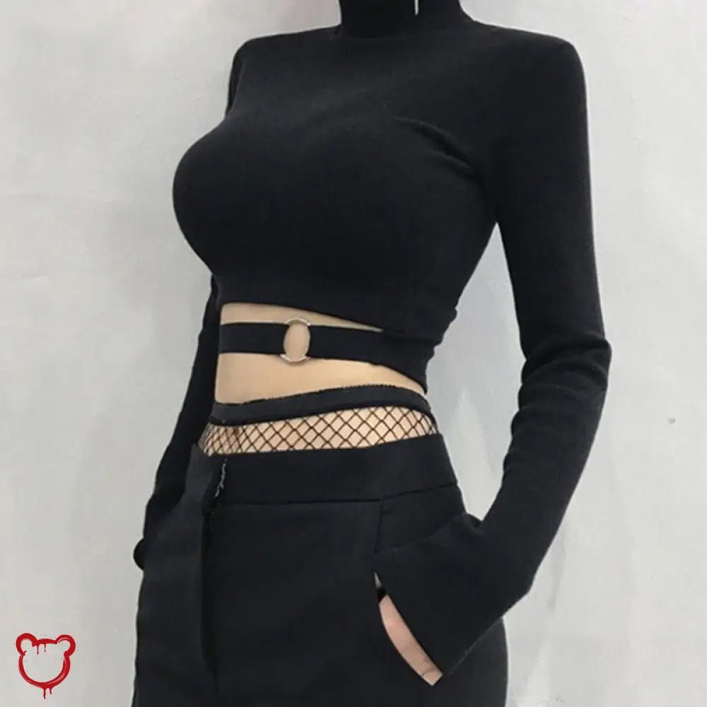 Black Hollow Crop Top Shotgun - The Cursed Closet
