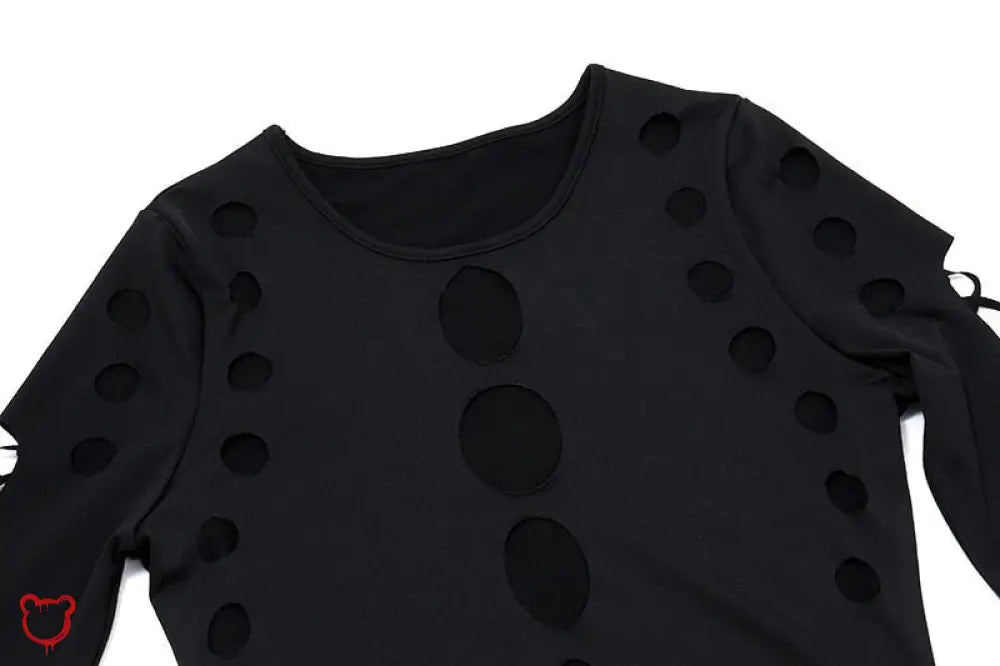 Black Hollow Out Bodysuit Clothing