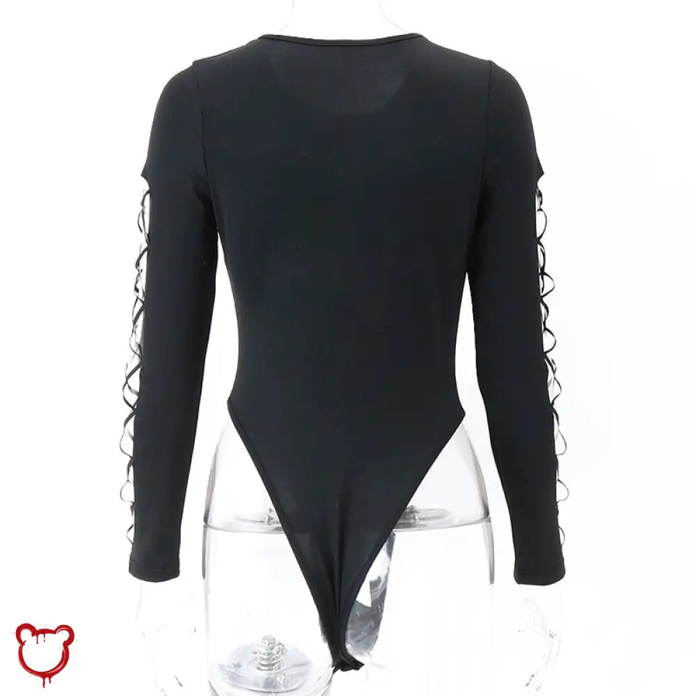 Black Hollow Out Bodysuit Black / L Clothing