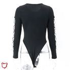 Black Hollow Out Bodysuit Black / L Clothing