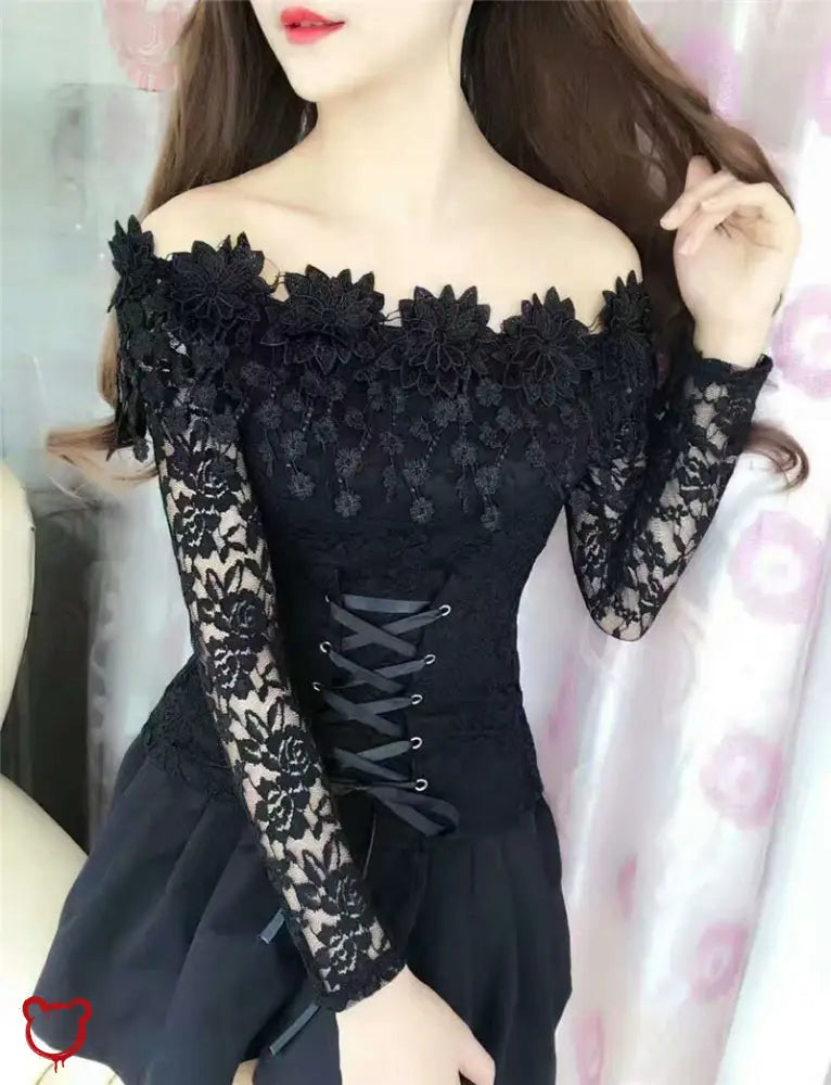 Black Lace Blouse - Elegant Clothing