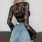 Black Lace Crop Top Clothing