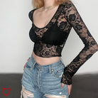 Black Lace Crop Top / L Clothing