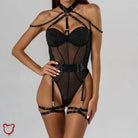 Black Lace Garter Bodysuit Clothing