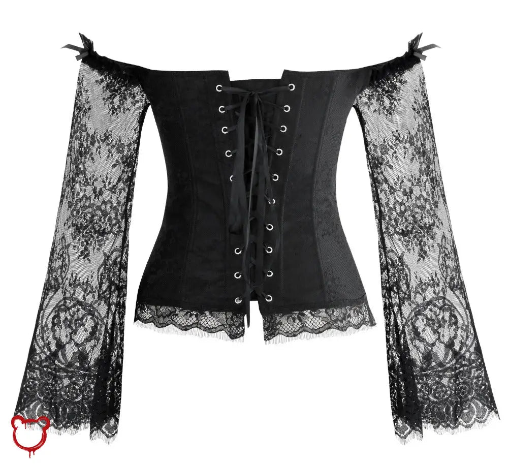 Black Lace Off Shoulder Corset. Black / L Clothing