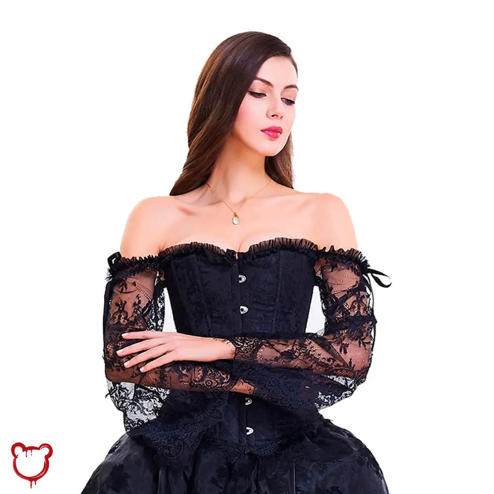 Black Lace Off Shoulder Corset. Black / S Clothing