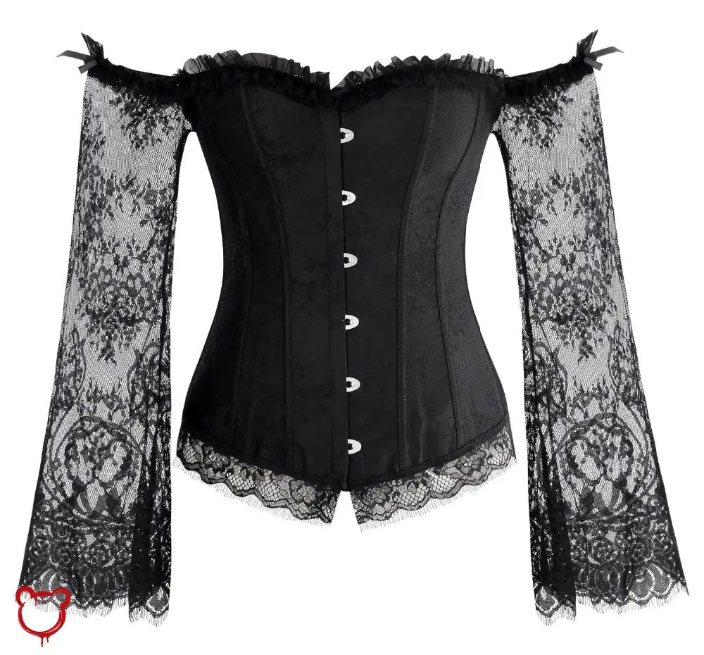 Black Lace Off Shoulder Corset. Black / Xl Clothing