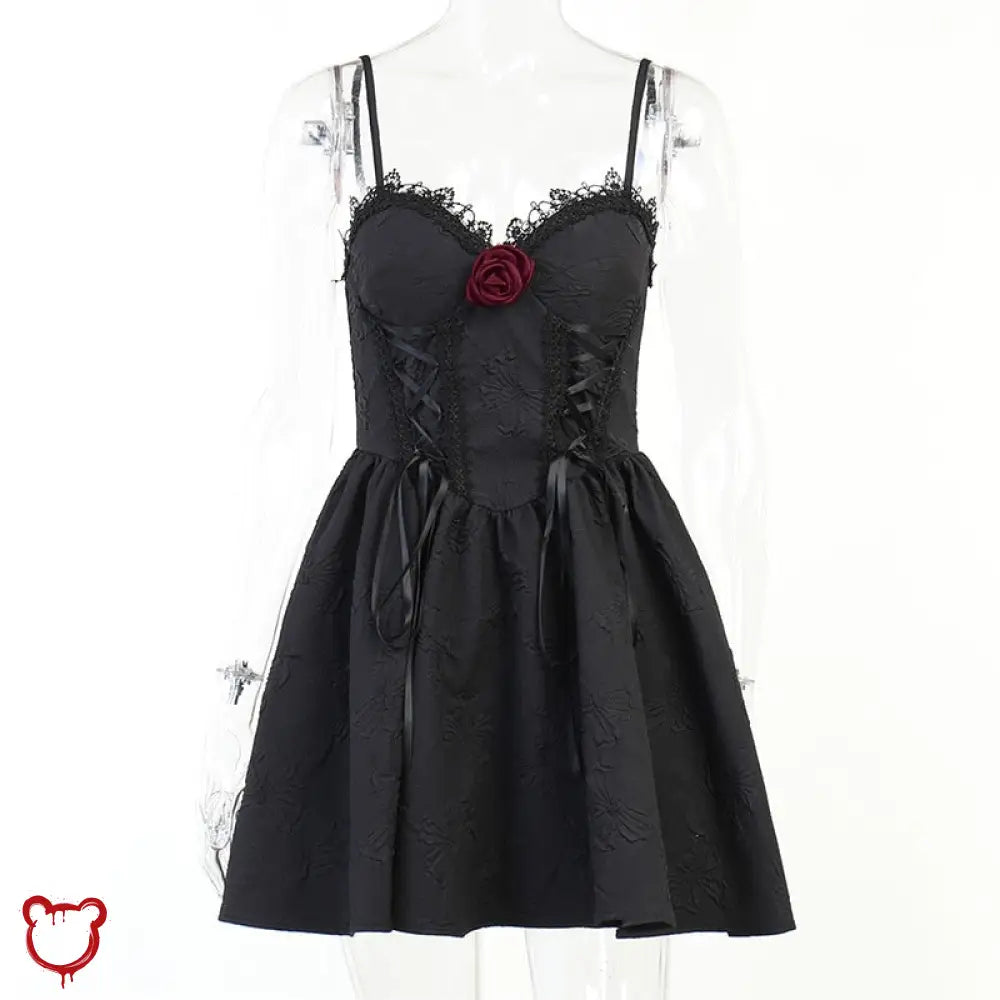 Black Lace-Up Dress Black / L Clothing