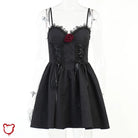 Black Lace-Up Dress Black / L Clothing