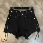 Black Lace-Up Shorts / 4Xl Clothing