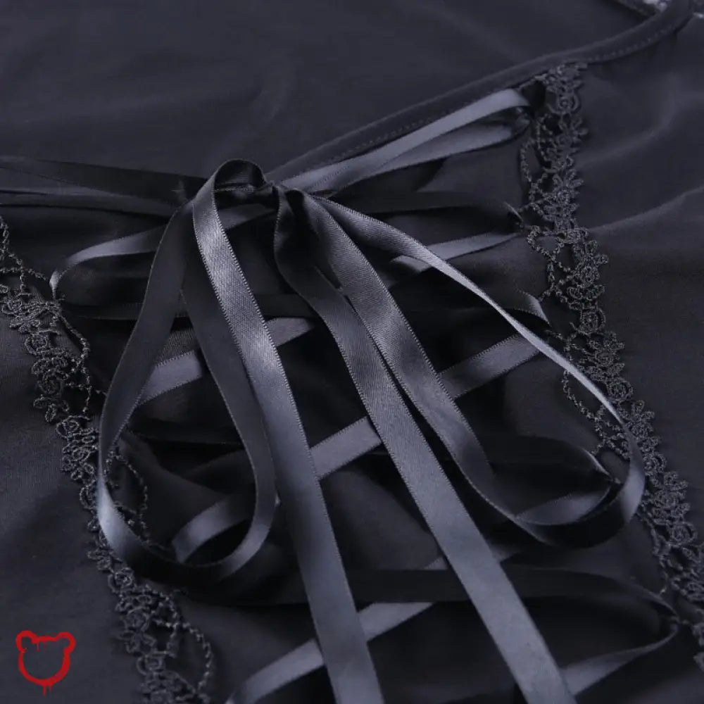 Black Lace - up Sleeved Top - The Cursed Closet