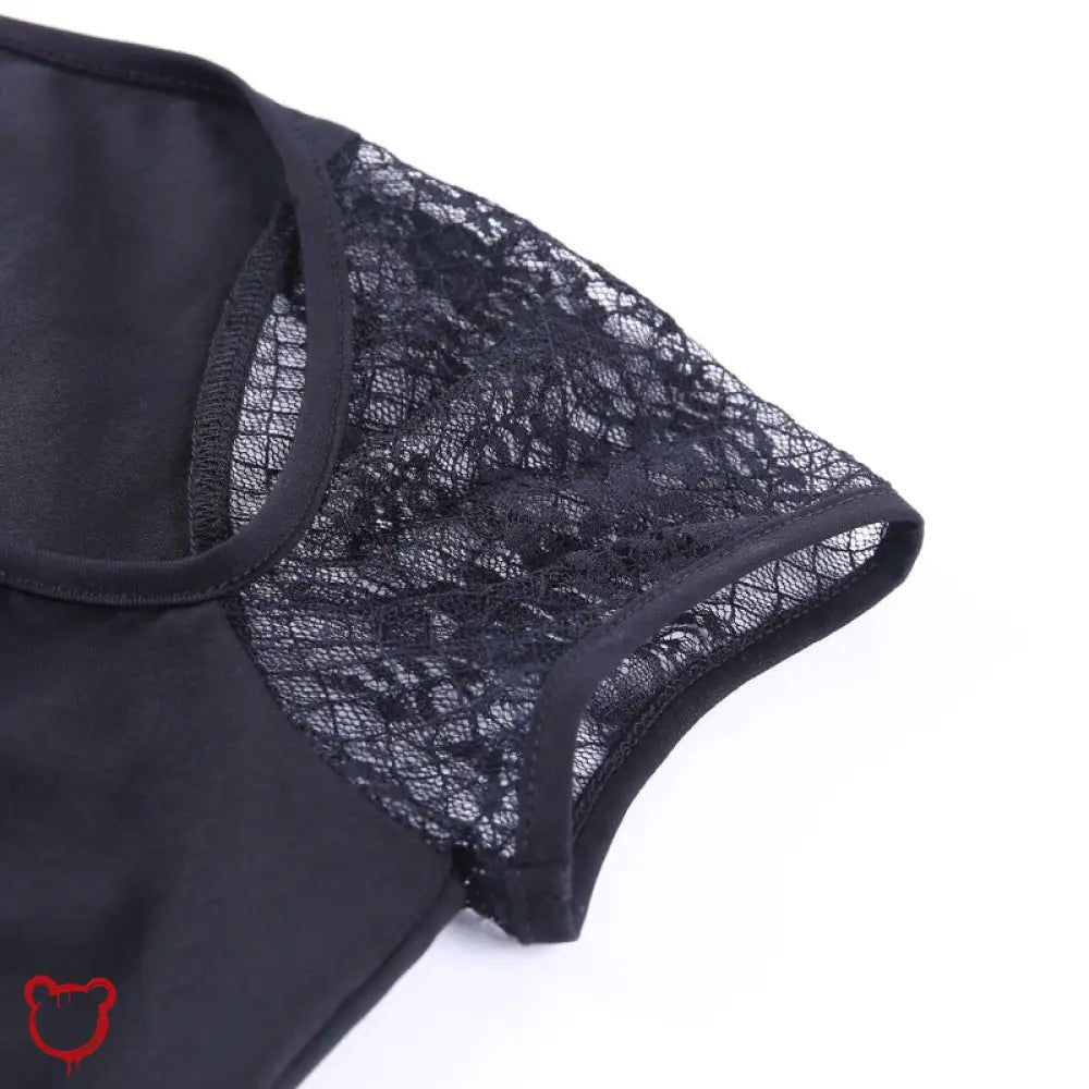 Black Lace - up Sleeved Top - The Cursed Closet