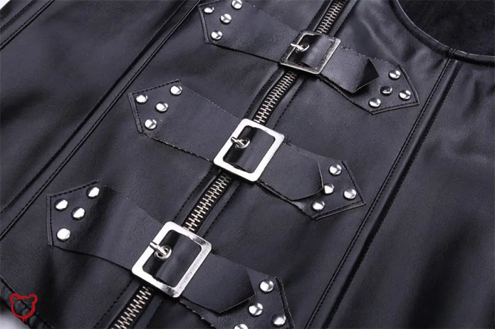 Black Leather Waist Corset - The Cursed Closet