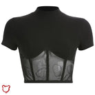 Black Mesh Crop Top Clothing