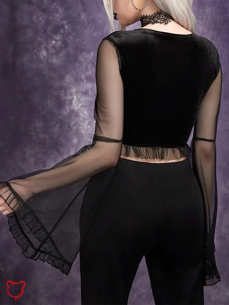 Black Mesh Crop Top - The Cursed Closet
