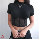 Black Mesh Crop Top Black / S Clothing