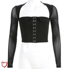 Black Mesh Eyelet Top Black / L Clothing