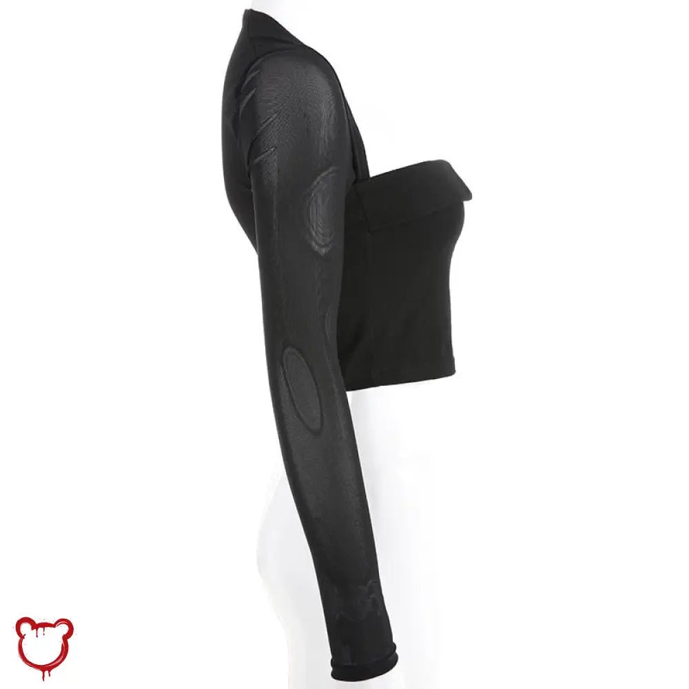 "Black Mesh Eyelet Top" - The Cursed Closet