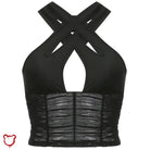 Black Mesh Halter Top / L Clothing