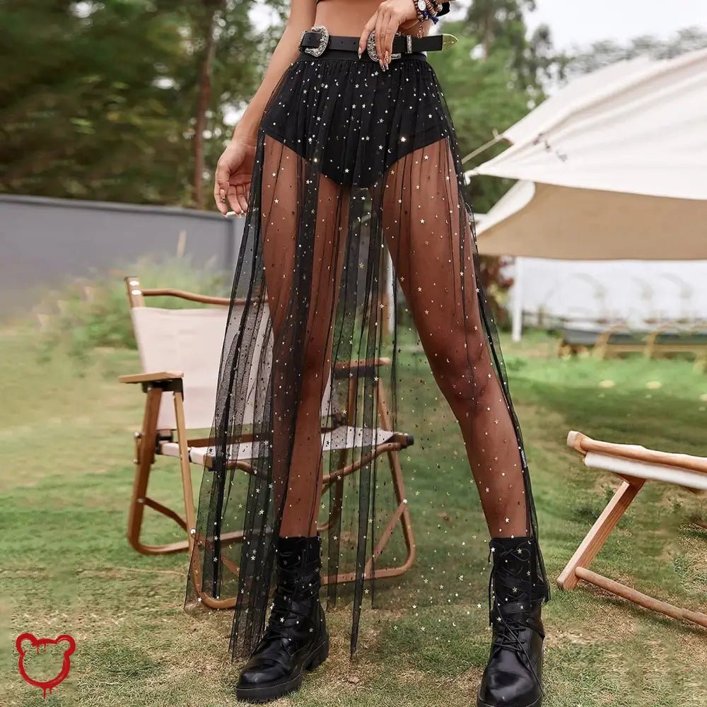 Black mesh high waist maxi skirt - The Cursed Closet