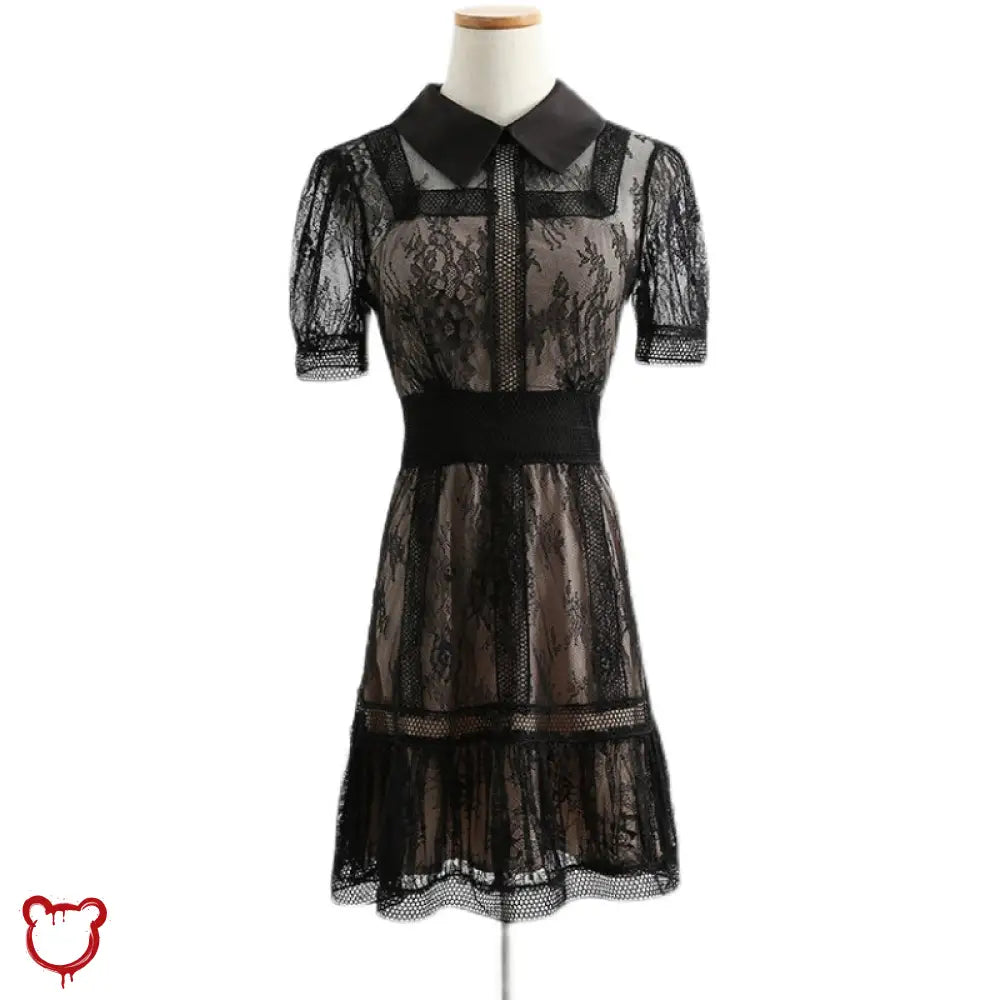 Black Mesh Lace Dress / M Clothing