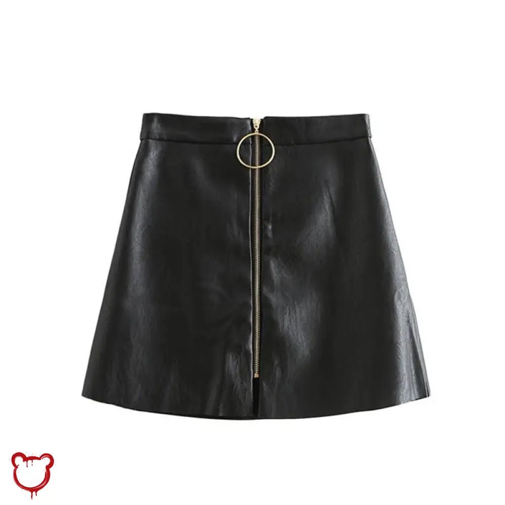 Black Mini Skirt with PU 'O' Ring Detail - The Cursed Closet